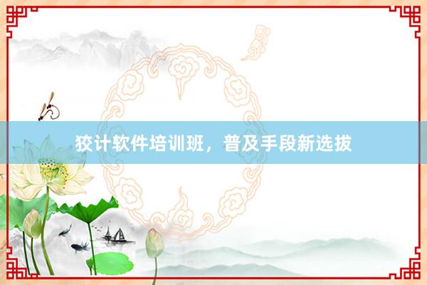 狡计软件培训班，普及手段新选拔